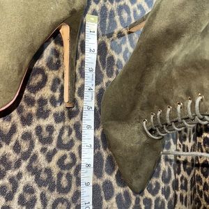 Liliana size 10. avocado green suede boots. All man-made materials